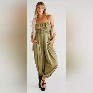 NWOT Free People Kingston Olive Green Jumpsuit